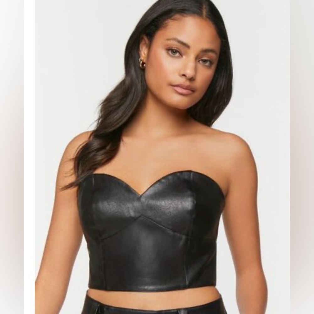 Faux Leather Cropped Tube Size S